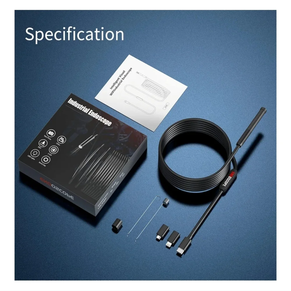 Endoscope Camera With Light Borescope With 6 LED Lights 9.8ft Semi Rigid Snake